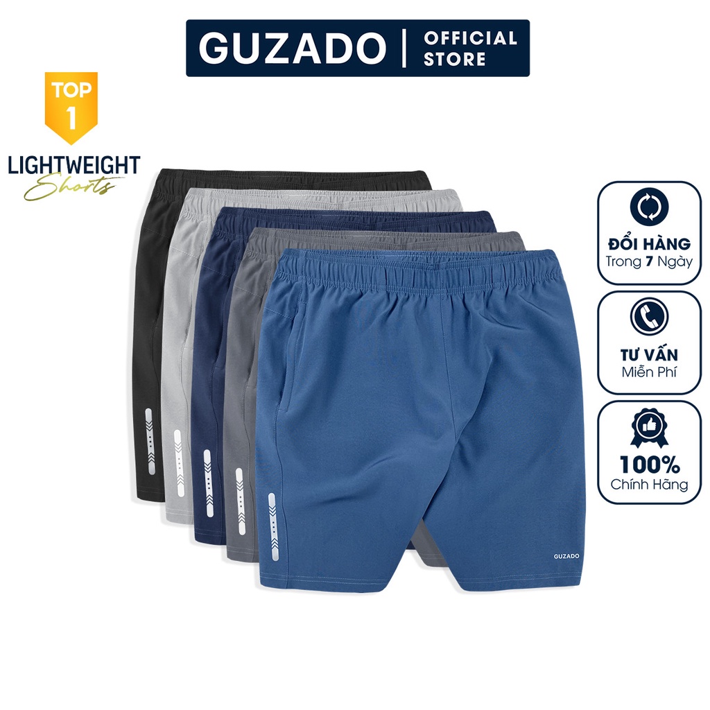 Quần Short Nam GUZADO (5 Màu), Vải Gió Mềm, Siêu Nhẹ, Dáng Thể Thao GSR01..HN