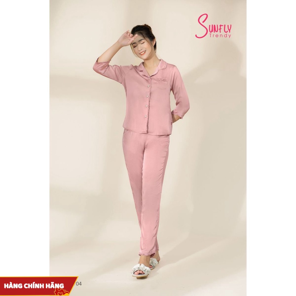 ST8704 BỘ PIJAMAS LỤA ÁO TAY LỠ QUẦN DÀI SUNFLY | BigBuy360 - bigbuy360.vn