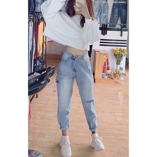 [HẾT HÀNG] Quần Baggy Nam/Nữ - Lưng Cao Trên Rốn- Rách Hông Đùi Và Gối