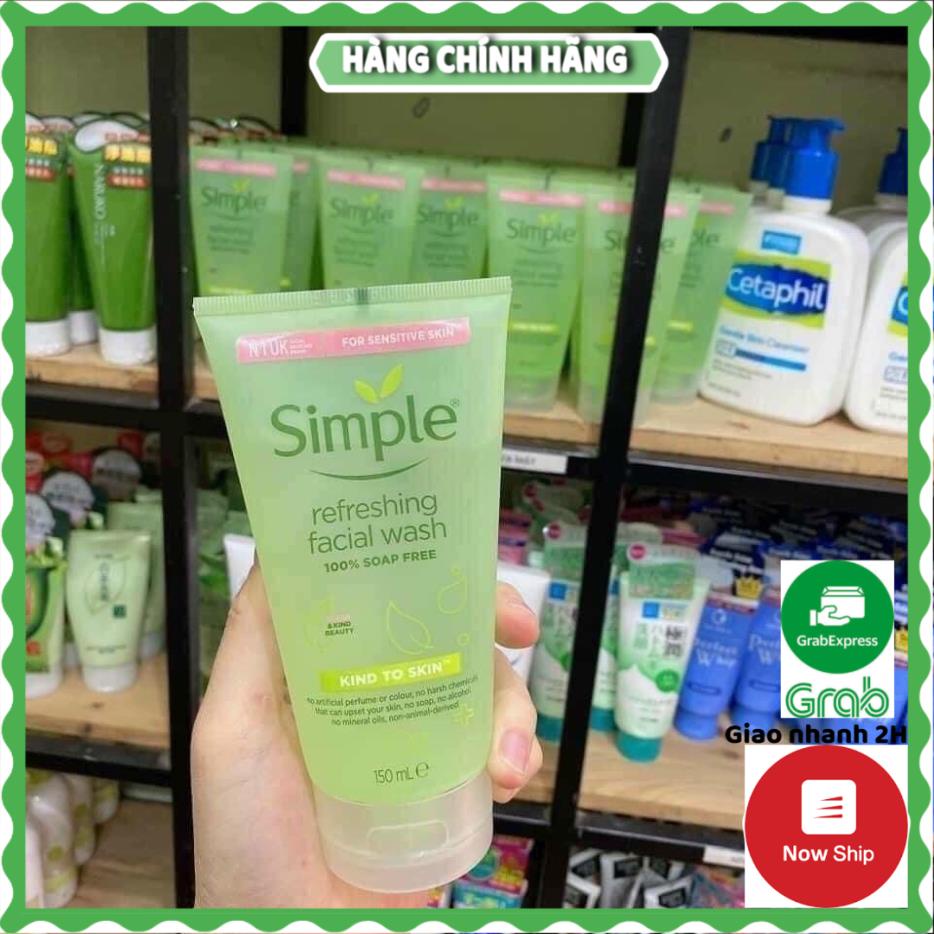 [Chính Hãng] Sữa Rửa Mặt Simple Gel Kind To Skin Refreshing Facial Wash Gel 150ml