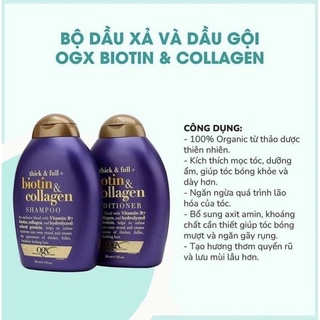 [BILL ĐỨC] [MỖI CHAI 385ML] Bộ dầu gội - dầu xả Biotin & Collagen màu tím OGX