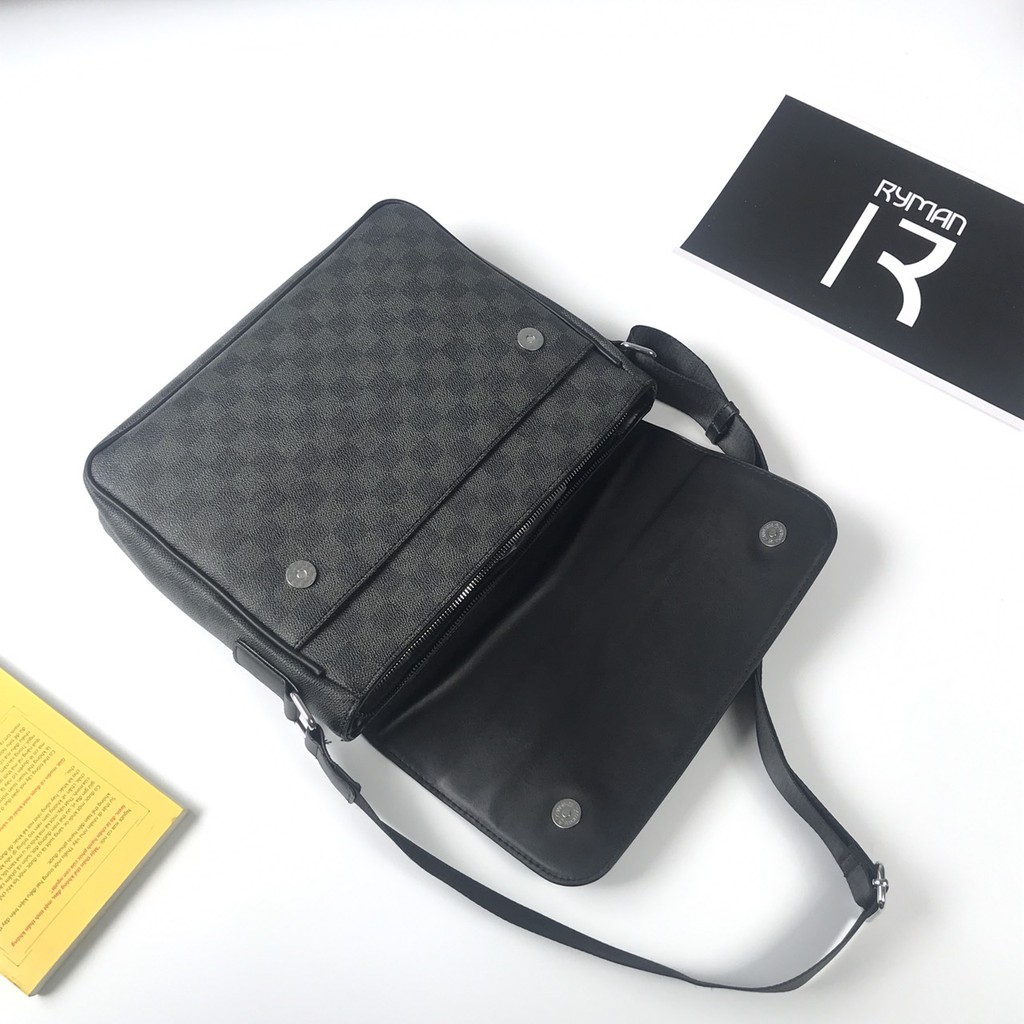 Cặp nam công sở văn phòng đeo chéo vai họa tiết caro, khóa kéo có nhiều ngăn da PU chống nước để tài liệu, ipad tiện lợi | BigBuy360 - bigbuy360.vn