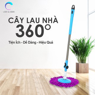 Cây lau mâm xoay 360 độ trợ lực vắt tay cán inox mâm nhựa lau cực sạch cực nhanh