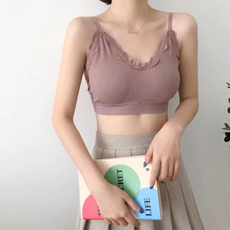 Áo ngực bra nữ len tăm viền ren thể thao nâng ngực - Áo lót bralette tập gym coton mềm không gọng mút mỏng YLY16 | BigBuy360 - bigbuy360.vn