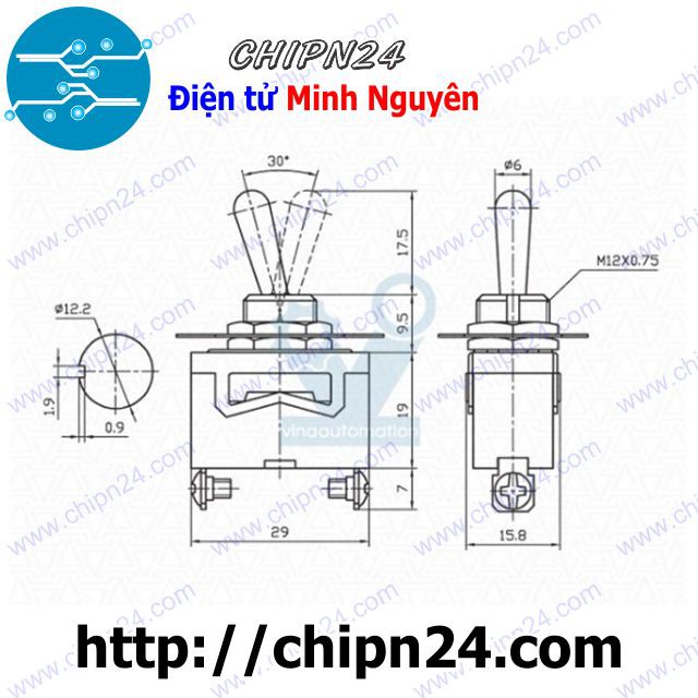 [1 CÁI] (G10) Công tắc E-TEN1021 (ETEN1021 1021 Công tắc bật 2 chân 2 vị trí 15A 250VAC)