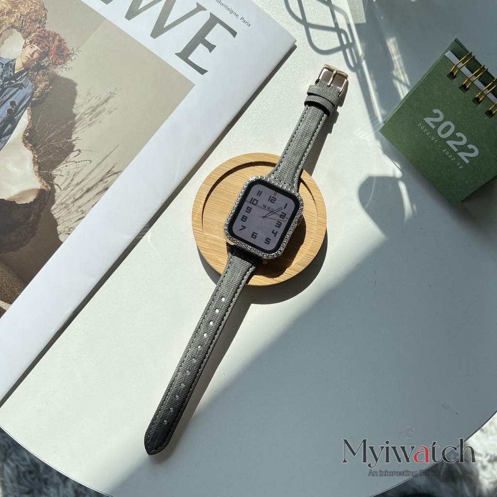 【không tồn kho】Dây Đeo Bằng Da Mỏng Nhẹ Cho Đồng Hồ Thông Minh Apple Watch 41mm 45mm 40mm 42mm 38 44mm Iwatch serie 7 6 SE 5 4 3