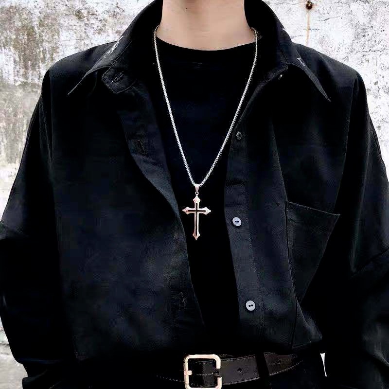 Vòng cổ Bằng Thép Không Gỉ Mặt Thánh Giá Thời Trang Unisex