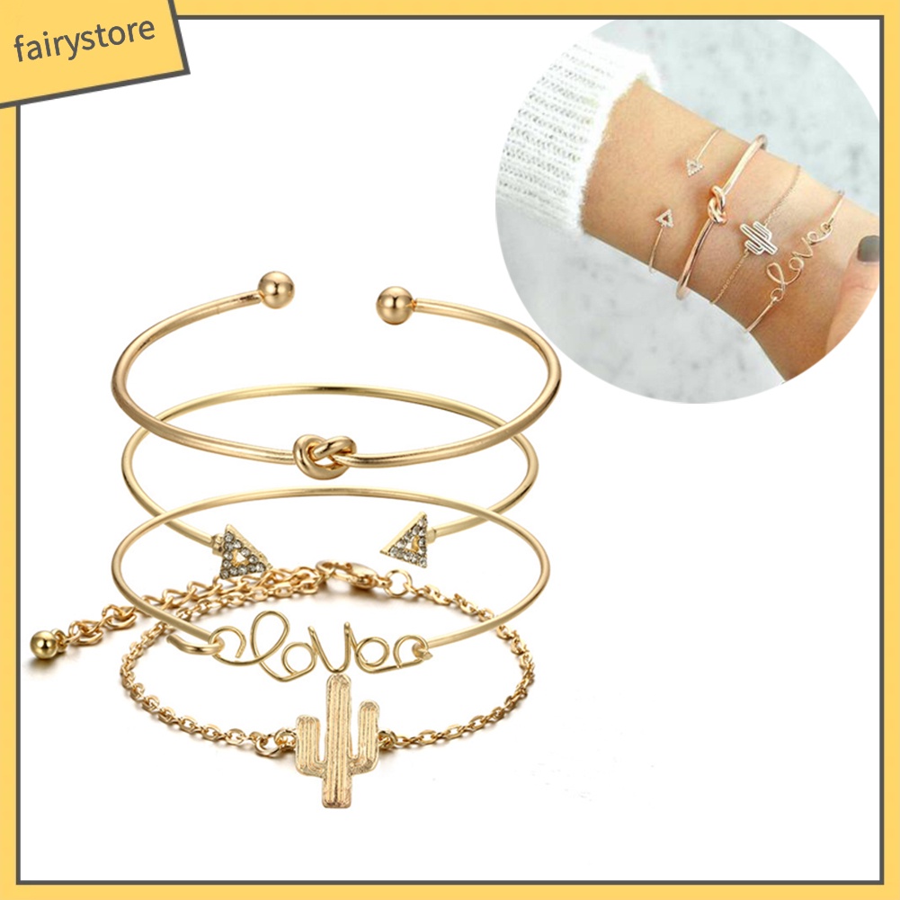 Bộ 4 vòng đeo tay kiểu dáng đa dạng thời trang