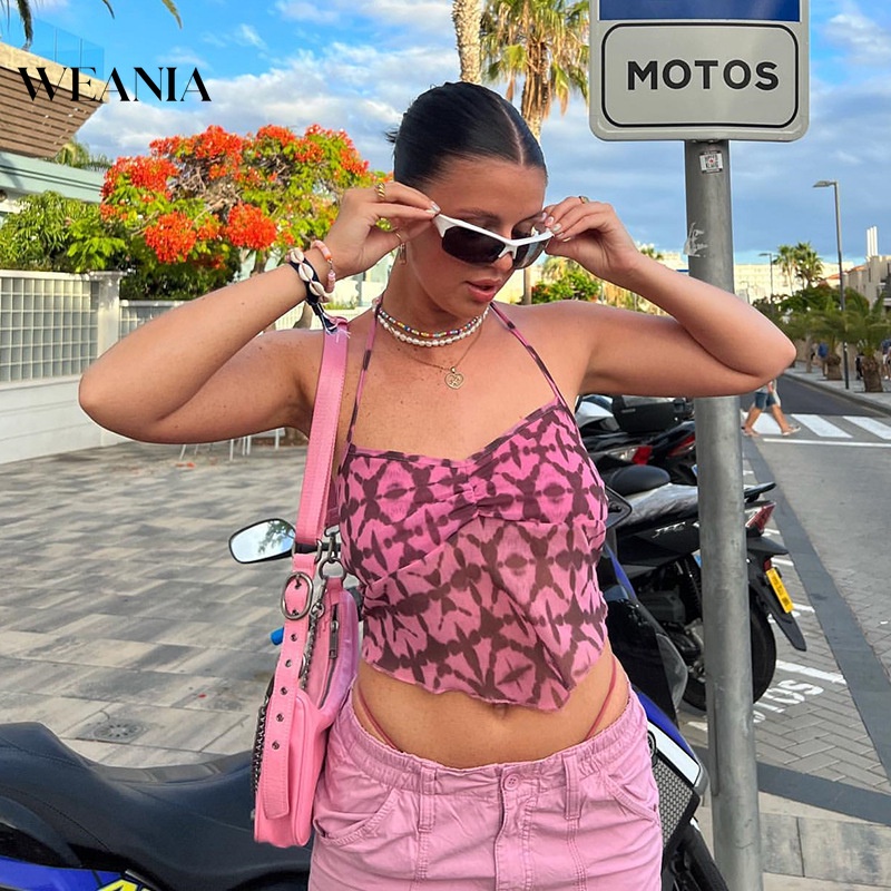 Áo Croptop Hai Dây In Họa Tiết Thời Trang Mùa Hè Cho Nữ