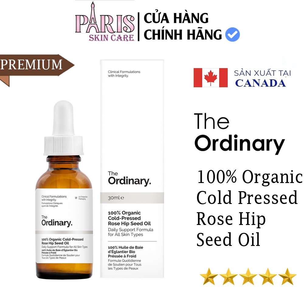 The Ordinary 100% Organic Cold Pressed Rose Hip Seed Oil. , dưỡng sáng, dưỡng lành vết thương do mụn