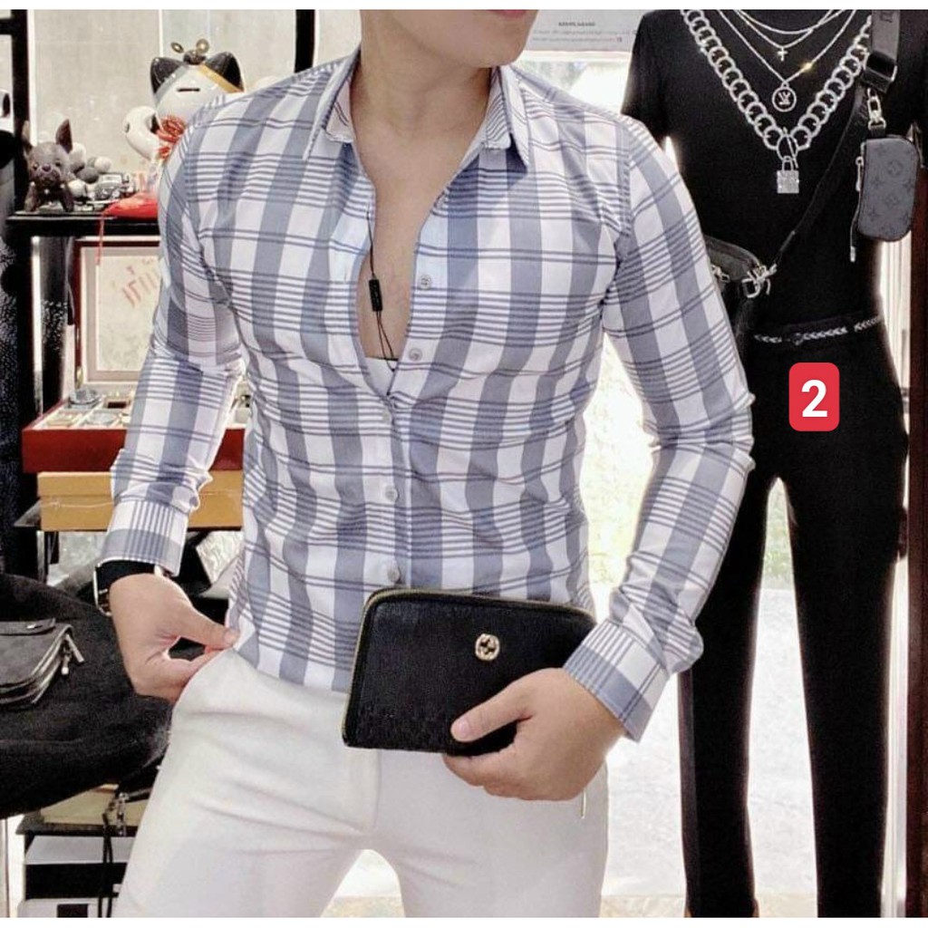 ÁO SƠ MI NAM TAY DÀI SỌC ĐẸP KIỂU