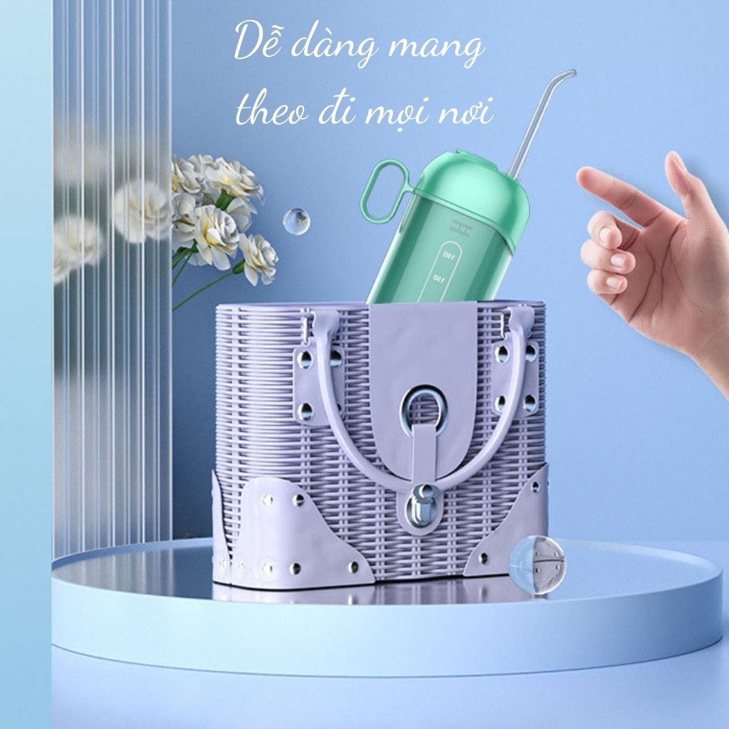 Máy tăm nước, có móc treo gấp gọn tiện lơi, pin sử dụng lên đến 45 ngày, 3 chế độ làm sạch chuyên sâu H2c