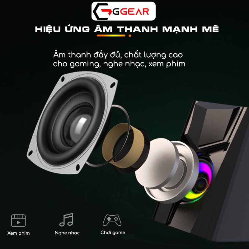 Loa máy tính Ggear Bonks DX19 loa vi tính mini để bàn gaming led siêu bass cho laptop pc điện thoại smartphone tv