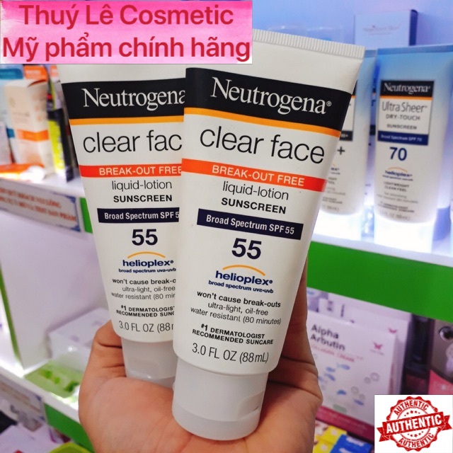 Kem Chống Nắng - Neutrogena - Clear Face Liquid Lotion Sunscreen SPF 55