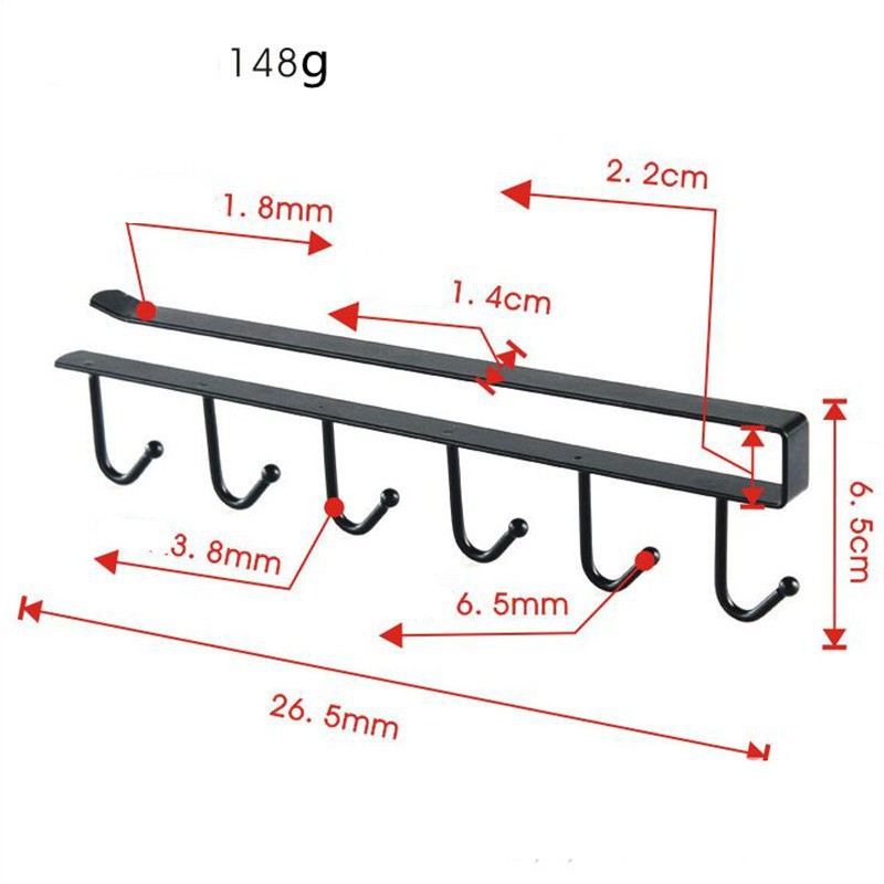 【Có hàng sẵn】Giá treo đồ 6 móc tiện dụng cho nhà bếp phòng tắm . .