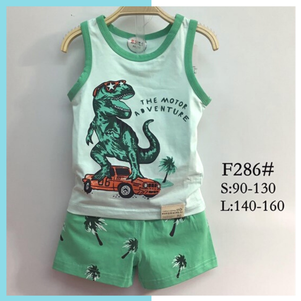 Bộ hè cotton FQ sát nách cho bé trai - Little Maven Official Store