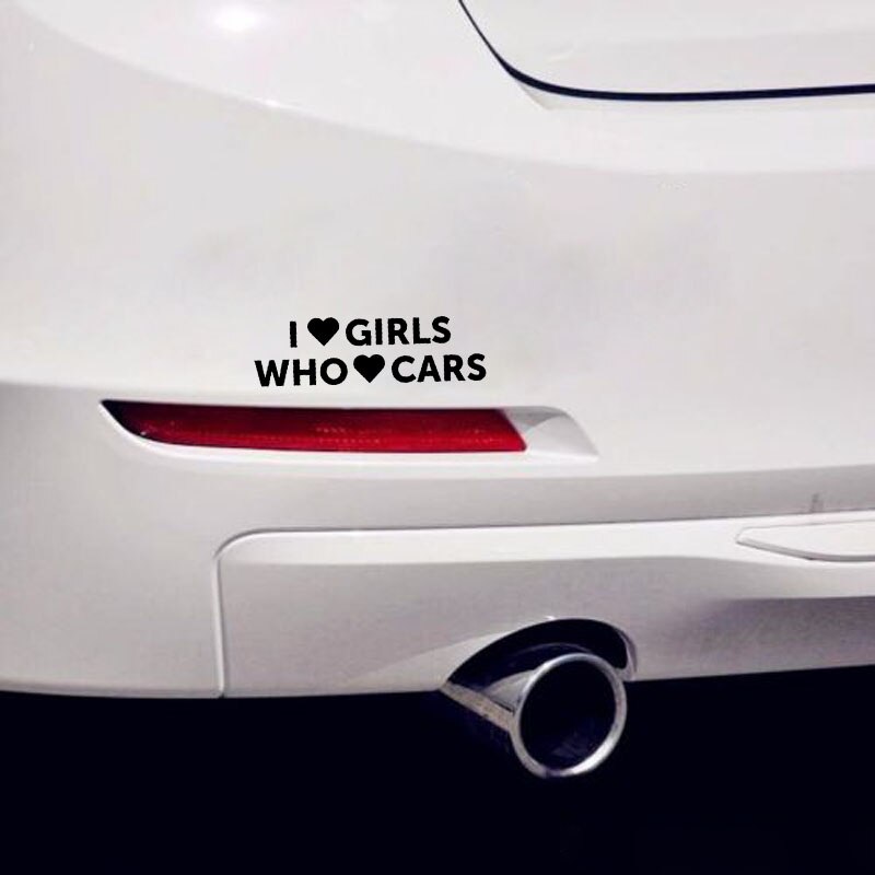 Đề can vinyl I love Girls Who Like Car vui nhộn dán trang trí xe hơi/ xe mô tô kích cỡ 14x4cm