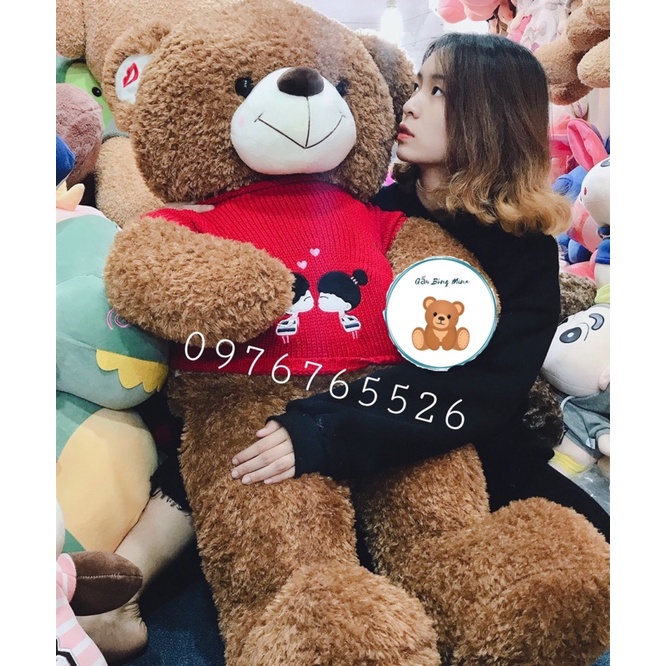 Gấu Bông Teddy Áo Len Đỏ Kiss Me Cao Cấp - Gấu Bông Mina
