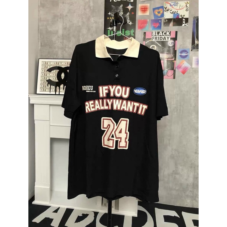 Áo Thun Form Rộng tay Lỡ Cổ Bẻ In Số Siêu Đẹp - CLITUS FASHION