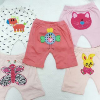 Set 5 quần lửng thêu mông thú bé trai/ gái