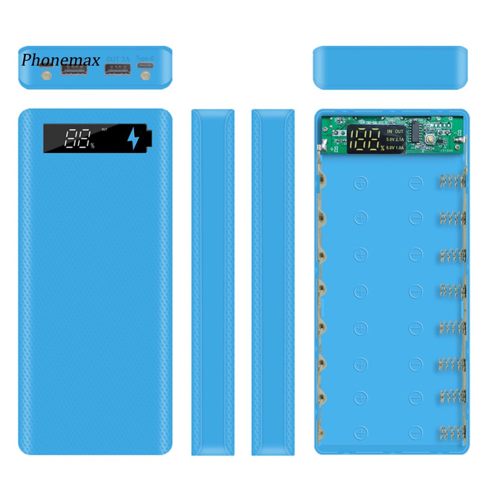Hộp Sạc Dự Phòng Micro USB Type-C 18650 Màn Hình LCD DIY Cho Điện Thoại Di Động Ốp