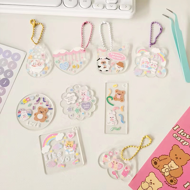 1 Tấm Phim Hai Mặt Goo Trong Suốt Dùng Làm Móc Khóa DIY