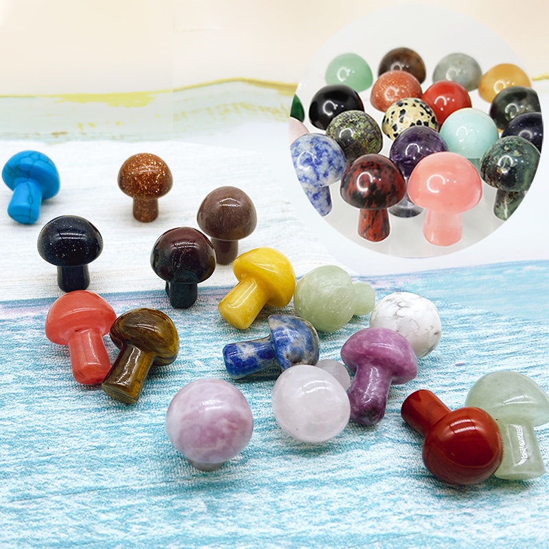 Tượng Đá Thạch Anh Tự Nhiên Hình Nấm Mini Dùng Trang Trí