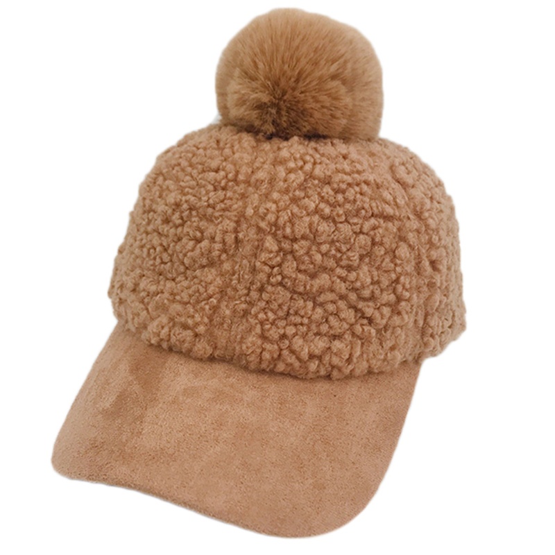 Mũ lưỡi trai lông cừu giả vành rộng đính bóng lông dễ thương thời trang mùa đông cho nữ
