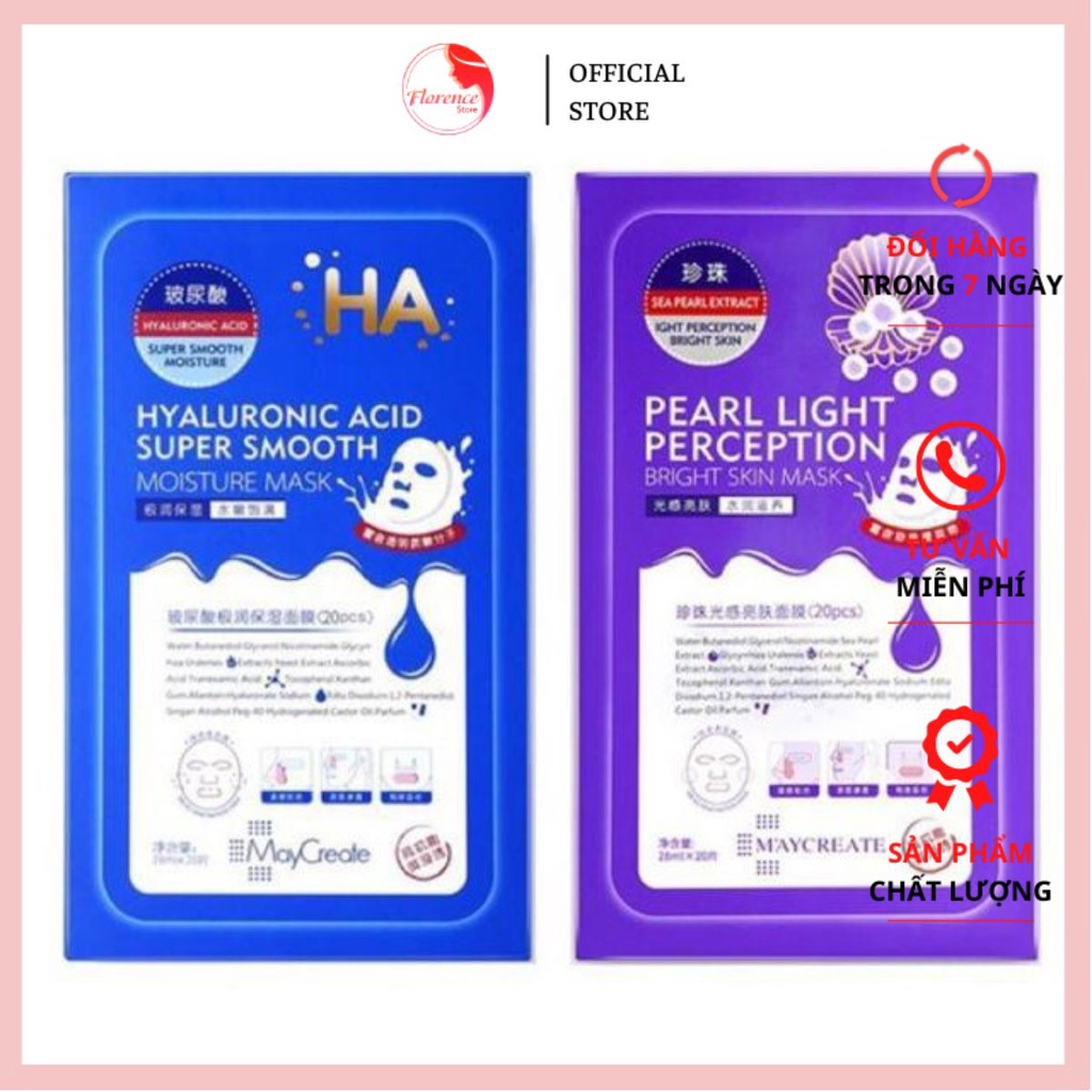 Mặt Nạ Trắng Da HA / 𝘍𝘳𝘦𝘦𝘴𝘩𝘪𝘱 / Mặt Nạ Dưỡng Ẩm , Trắng Da HA mask Maycreate( Xanh và Tím)