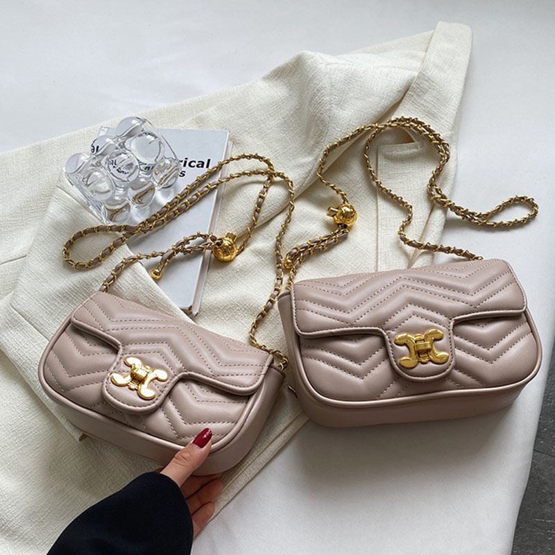 Túi đeo chéo IELGY hình vuông cỡ nhỏ phối dây đeo sợi xích thời trang cho nữ