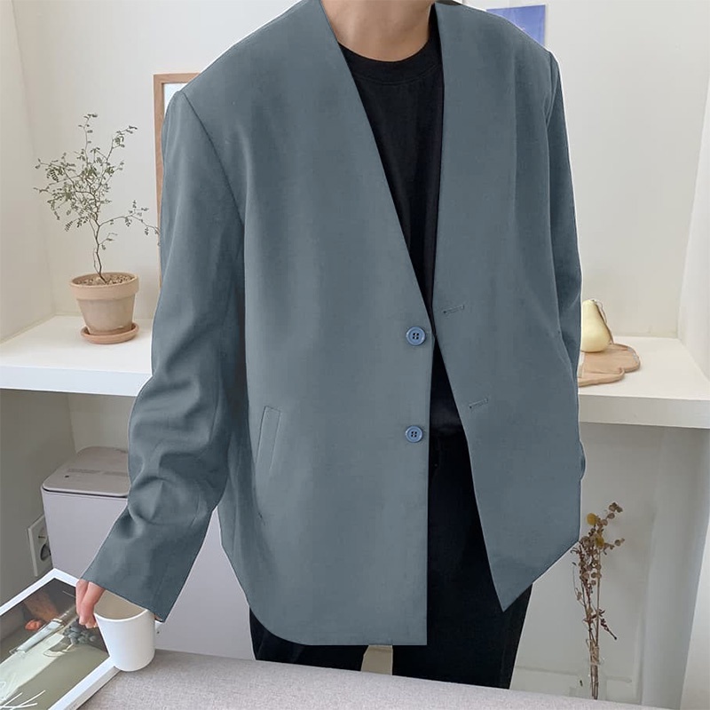 Áo khoác blazer tay dài màu trơn thiết kế thời trang cho nam