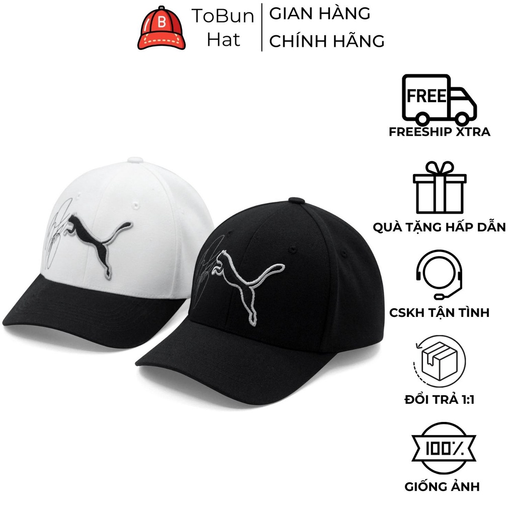 Mũ Lưỡi Trai, Nón Kết Puma Kí Cao Cấp 2 Màu Trắng Đen