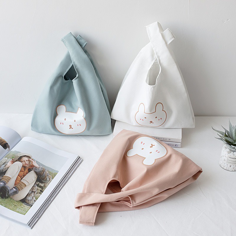 Túi Vải Tote Nhỏ Đựng Hộp Cơm XinhStore Hình Gấu
