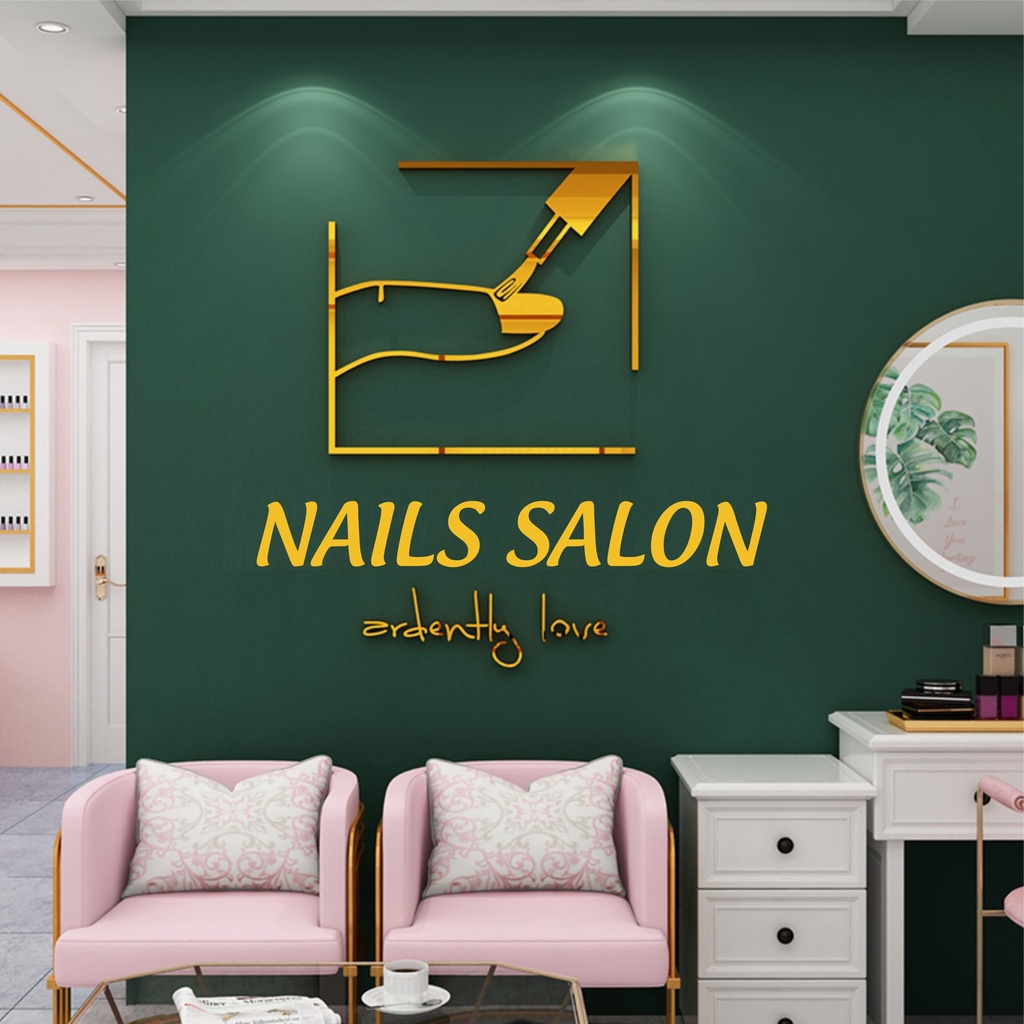 Tranh mica dán tường - trang trí cửa hàng làm móng tay và lông mi, thẩm mỹ viện, salon, nail