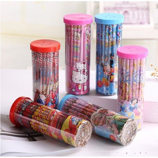 Hộp bút chì gỗ HB 50 cây họa tiết hoạt hình kute