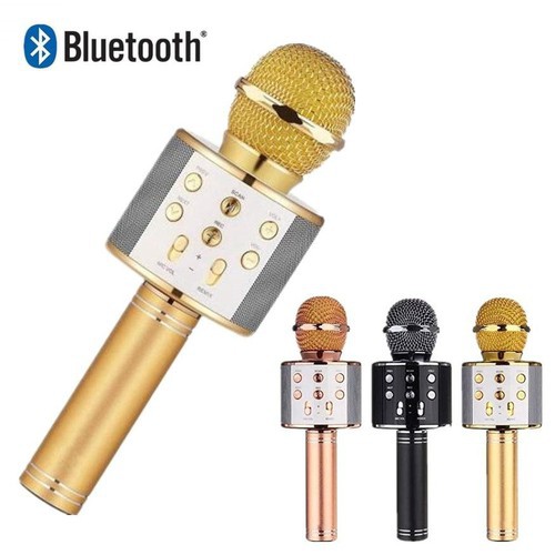 Mic Karaoke Ws-858, Micro Bluetooth Không Dây Kèm Loa, Vừa Nghe Nhạc Vừa Hát Karaoke