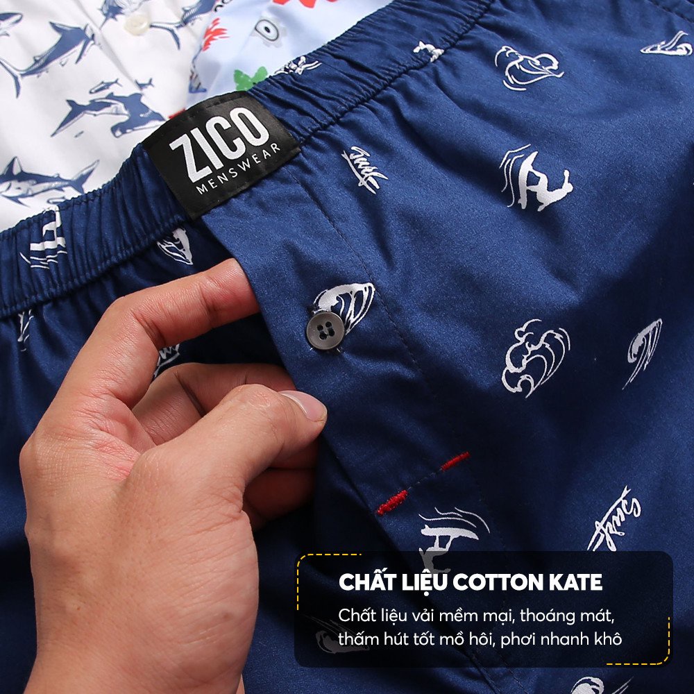 Quần đùi nam ZICO MENSWEAR vải cotton - Quần đùi nam mặc nhà lưng thun co dãn thoải mái vải mềm mịn thấm hút mồ hôi