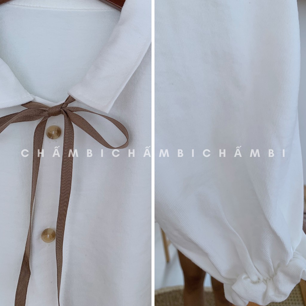 Áo Sơ Mi Tay Bồng Cô Thắt Nơ Siêu Xinh - A.079 | BigBuy360 - bigbuy360.vn