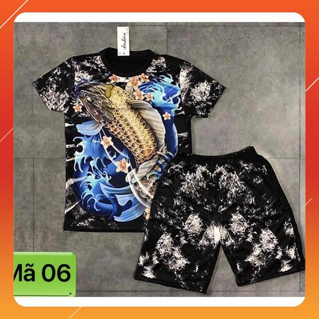 [ LẺ RẺ NHƯ BUÔN ] BỘ NAM in 3D cao cấp mã 06 ( CÁ CHÉP XANH)