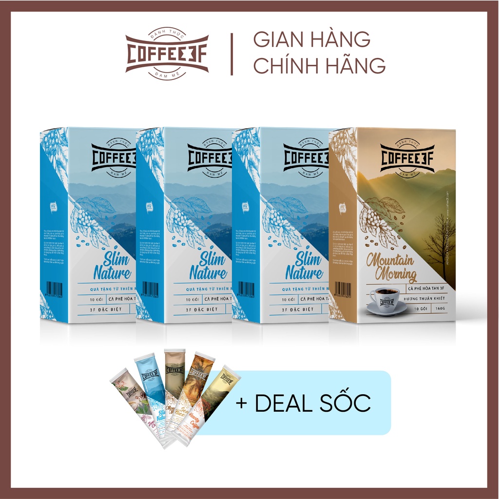 Combo Xả Hàng Tết - 4 hộp cà phê hoà tan Coffee3F (10 gói/hộp x 16g/gói) | BigBuy360 - bigbuy360.vn
