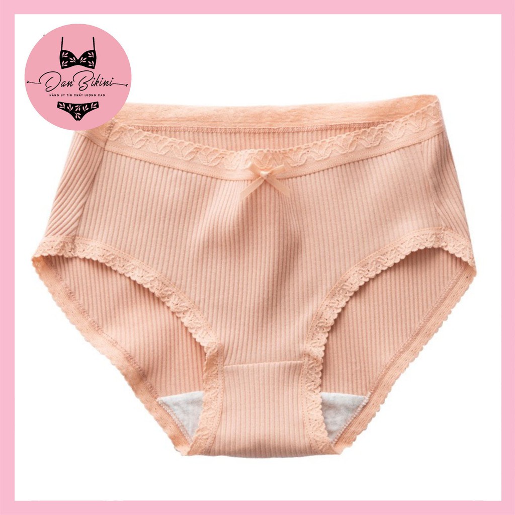 Quần Lót Cotton Nữ kháng khuẩn gân tăm viền ren đính nơ nhỏ nữ tính sexy mã 1741