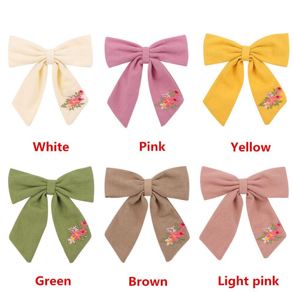 Kẹp Tóc Vải Lanh Cotton Hình Nơ Lớn Dễ Thương Thời Trang