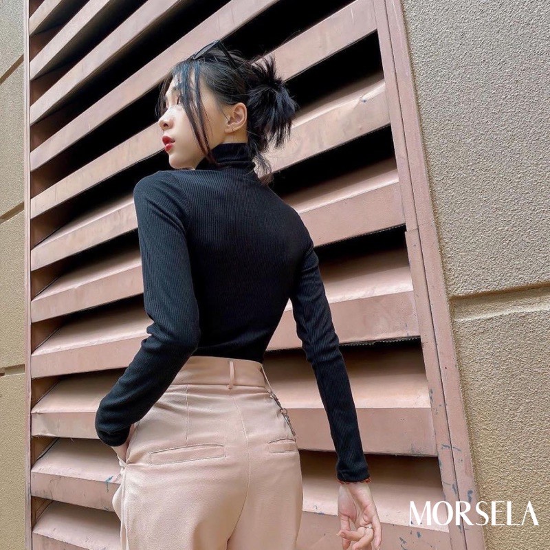 Áo croptop tay dài nữ cổ lọ - Áo kiểu nữ dáng croptop dài tay - Morsela