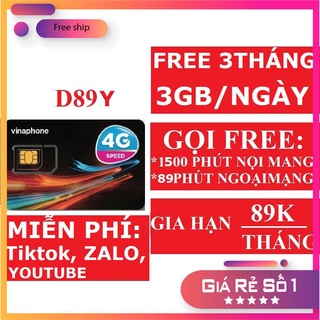 SIM 4G 1 NĂM SIM 4G VINAPHONE D89Y FREE 3 THÁNG -VD89P/ITEL GỌI MIỄN PHÍ VINA GIÁ SIÊU RẺ _ ĐẸP 5*