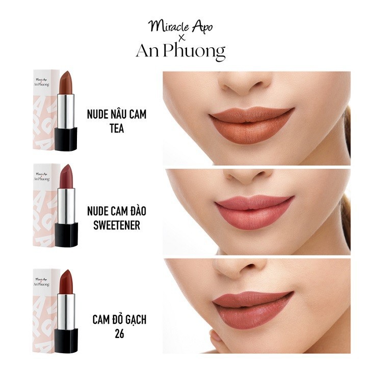 Son thỏi Miracle Apo x An Phương Holiday Collection Lipstick Sweetener 4g - Nude Cam Đào