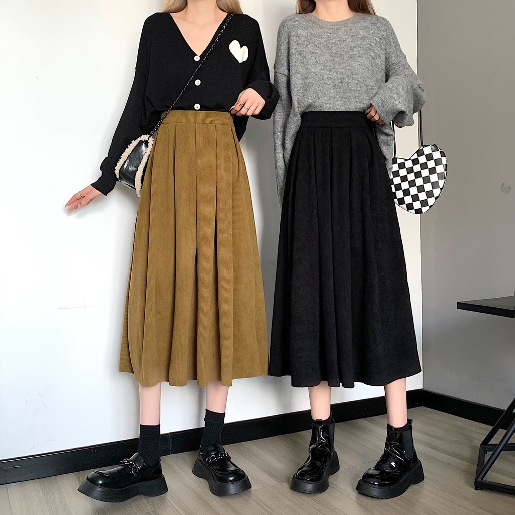 Chân váy xếp ly xòe rộng dáng dài phong cách Hàn quốc | BigBuy360 - bigbuy360.vn