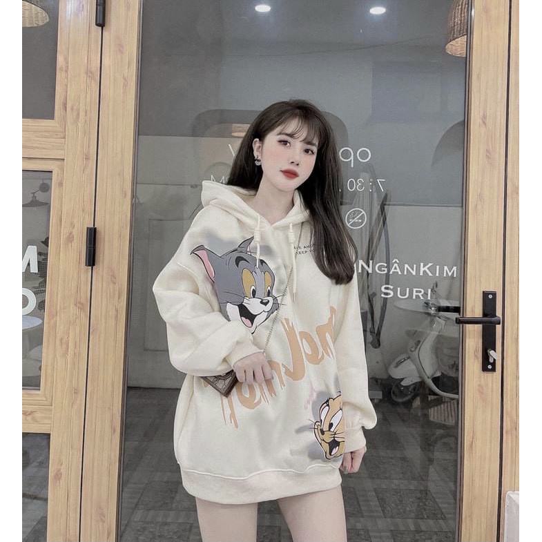 Áo nỉ hoodie hình mèo và chuột dễ thương Hagu áo nỉ bông unisex