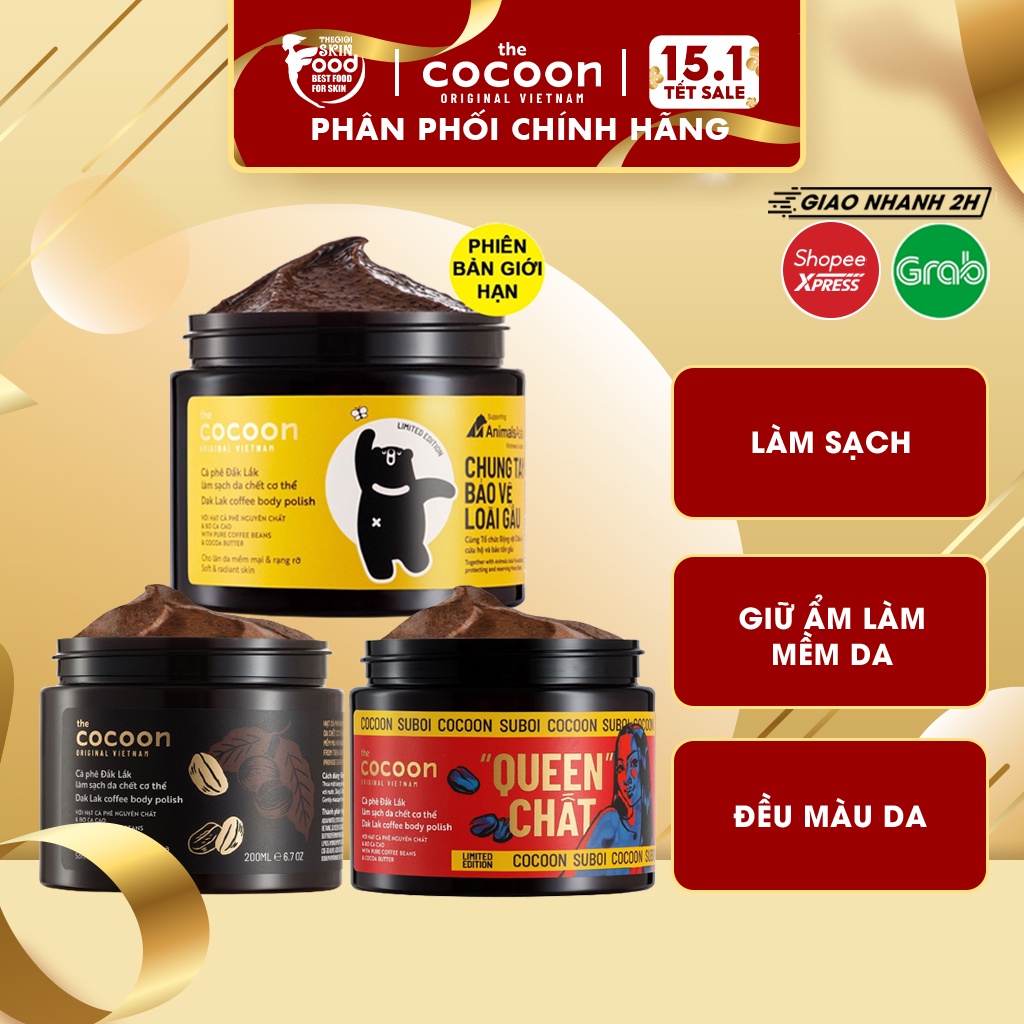 [Phiên bản mới] Tẩy Tế Bào Chết Body Chiết Xuất Cà Phê Dak Lak, Đường Thốt Nốt An Giang The Cocoon Dak Lak Coffee Polish