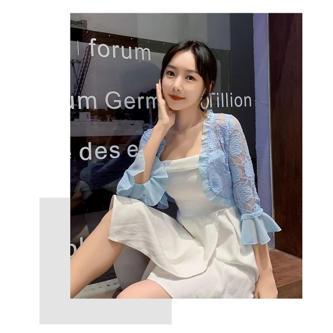 Áo khoác ren hoa nổi form lửng Quảng Châu