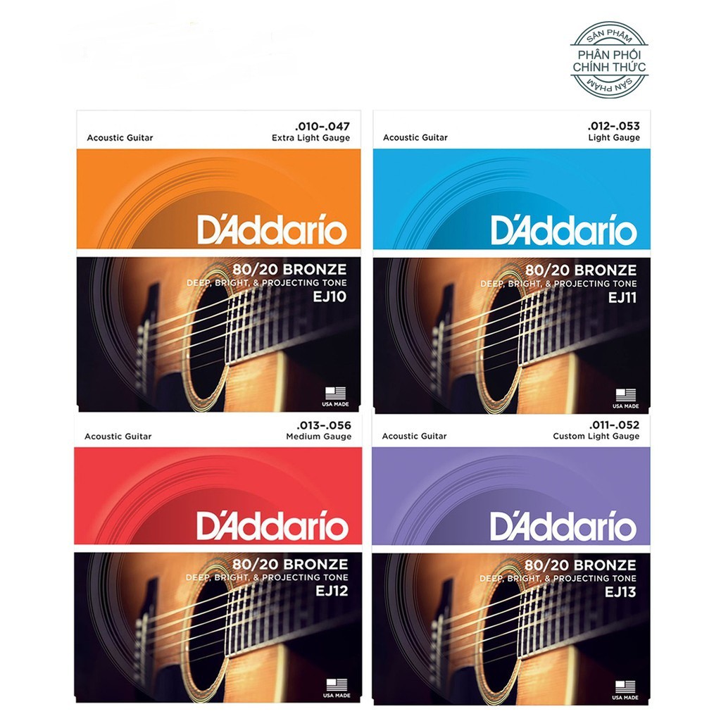 D'Addario EJ10, EJ11, EJ12, EJ13 - Bộ Dây Đàn Acoustic Guitar - Cam kết 100% Chính hãng